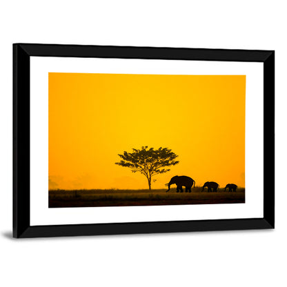 Thailand Elephant Silhouettes Wall Art