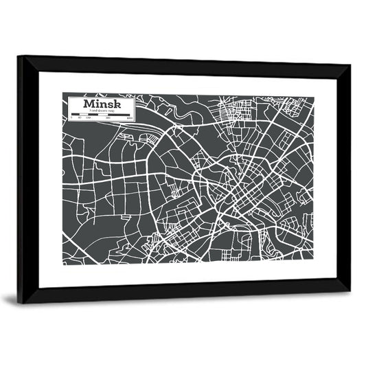 Minsk Hand Drawn Map Wall Art