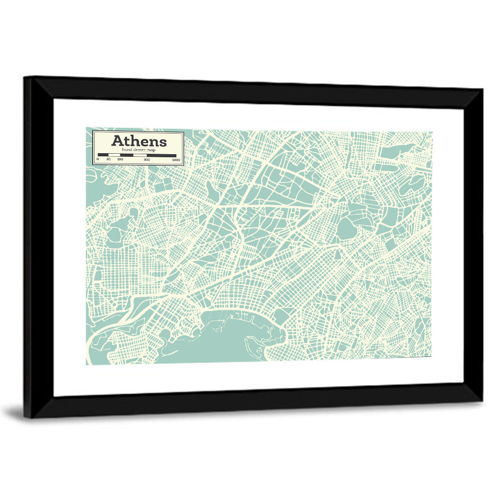 Athens Coastal Map Wall Art