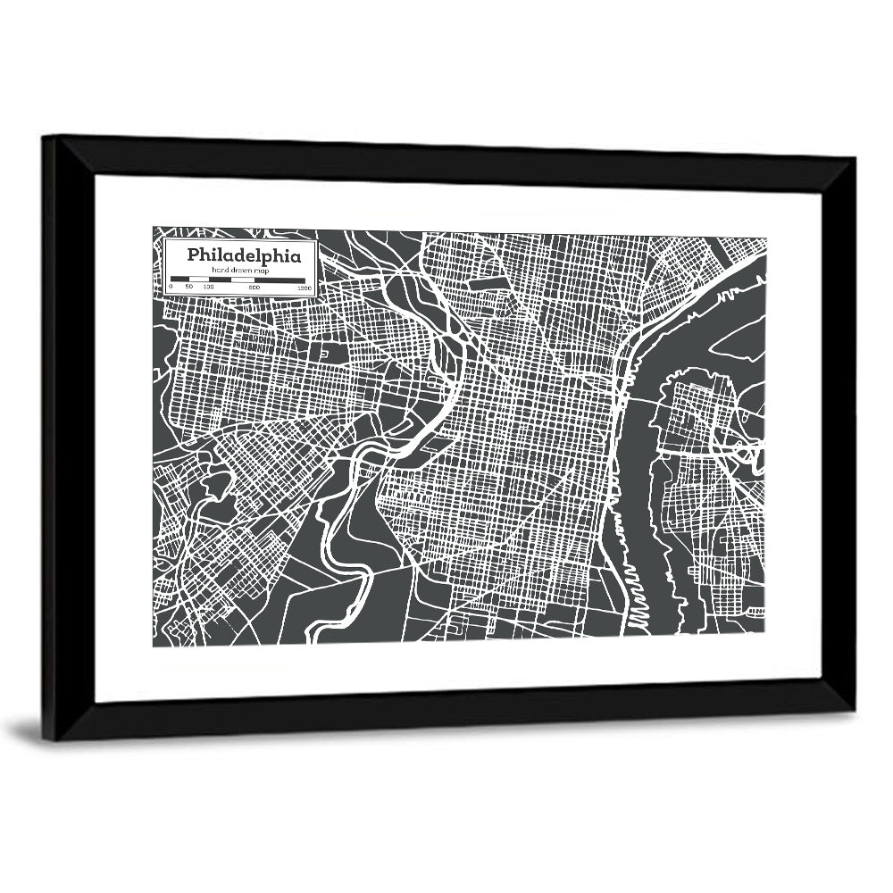 Philadelphia Street Grid Map Wall Art