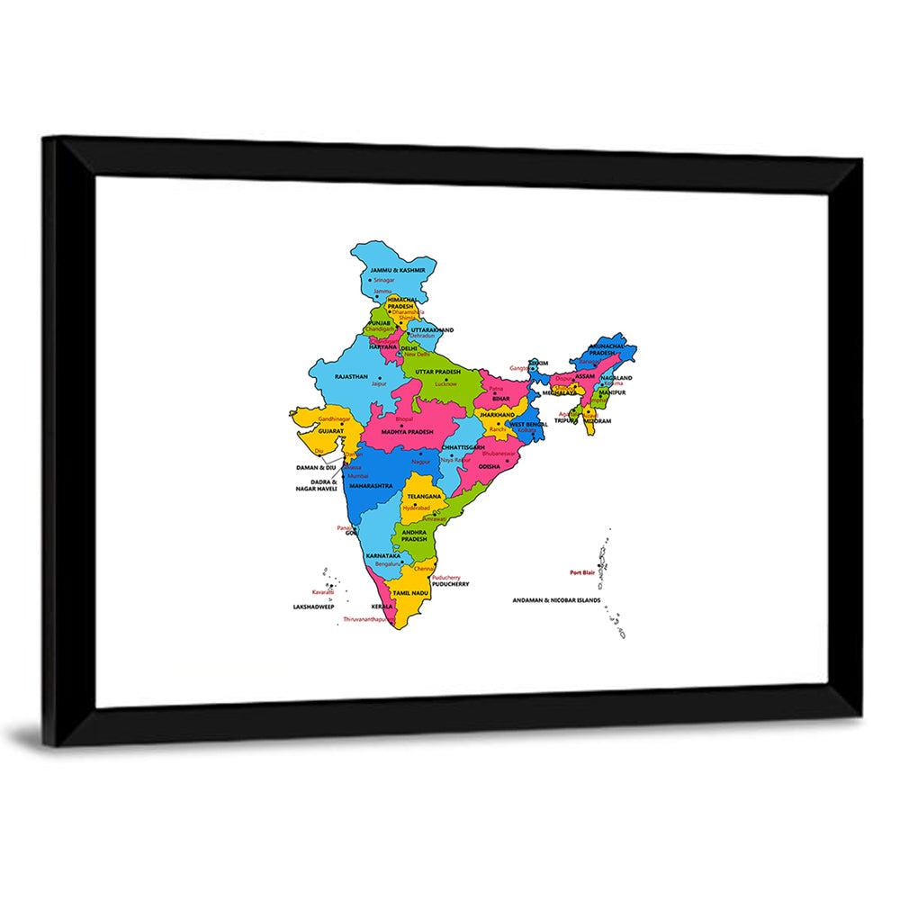 India Political Map Wall Art