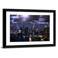 Night Lightning Over River Skyline Wall Art