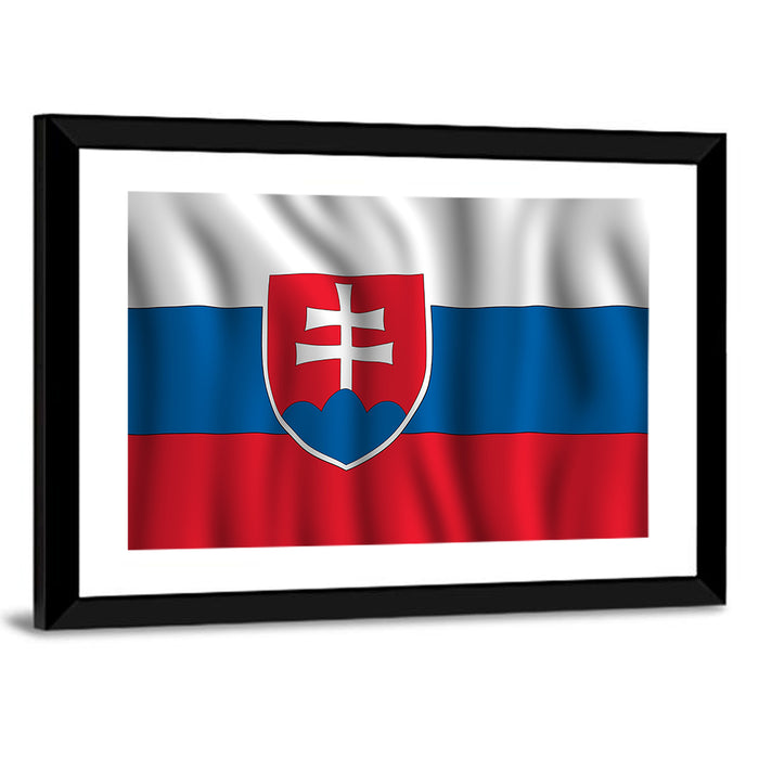 Slovak Flag with Heraldic Shield Wall Art as a framed print