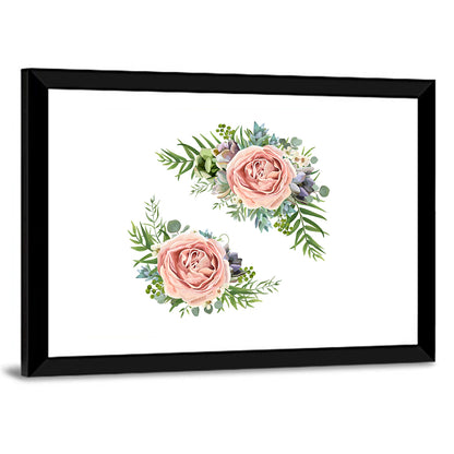 Mirrored Pink Rose Clusters Wall Art
