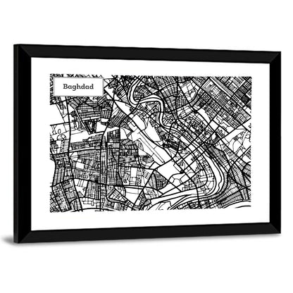 Baghdad City Map Wall Art