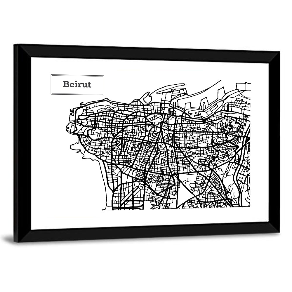 Beirut Street Grid Map Wall Art