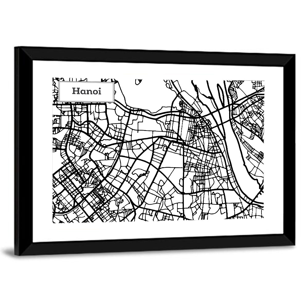 Hanoi City Map Wall Art