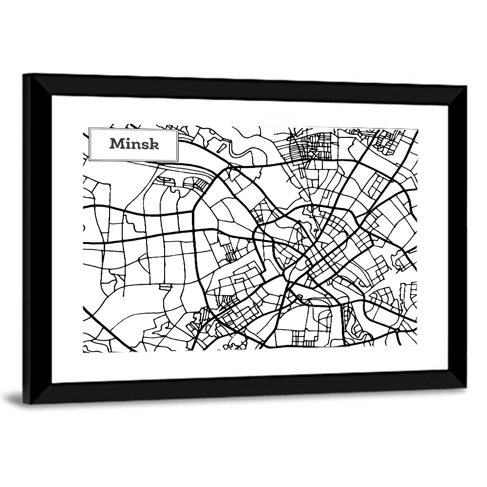 Minsk Street Grid Map Wall Art