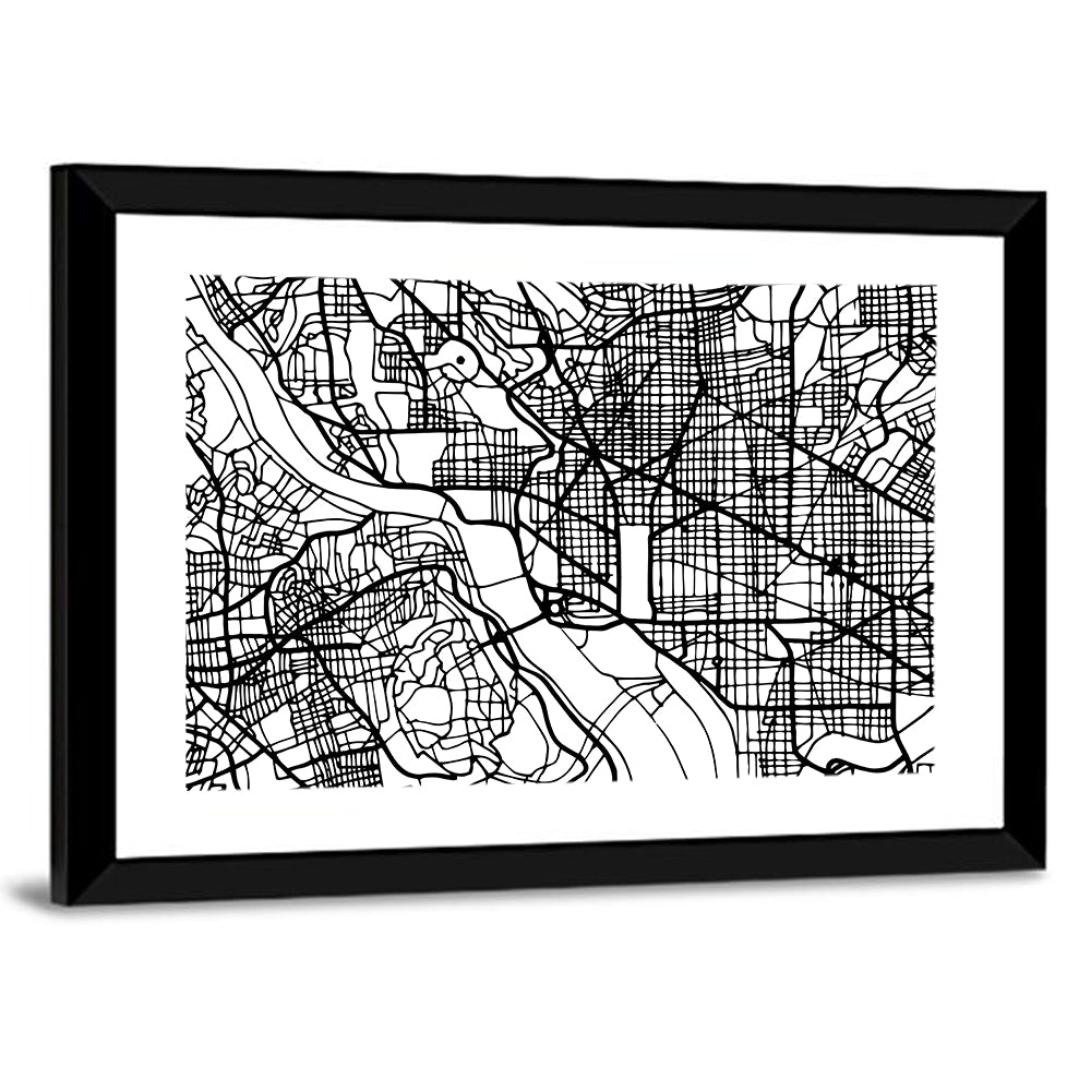 Washington Dc Street Grid Map Wall Art