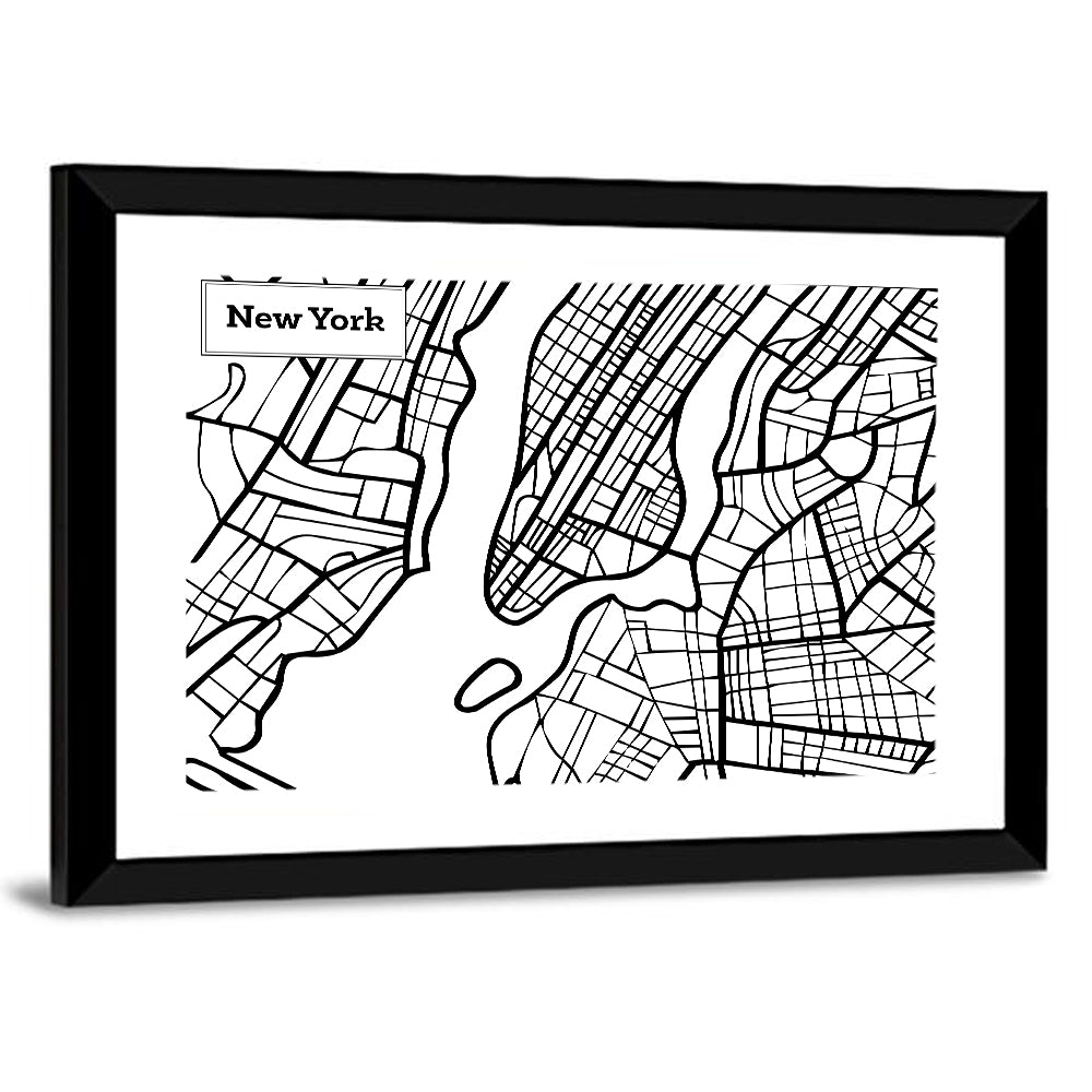 New York City Map, Manhattan Wall Art