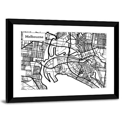 Melbourne Street Grid Map Wall Art