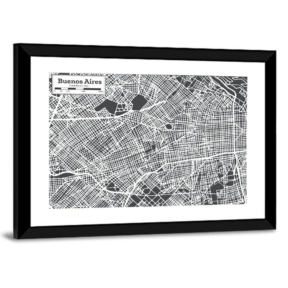 Buenos Aires Street Grid Map Wall Art