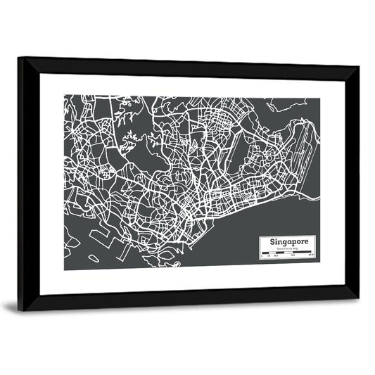 Singapore City Map Wall Art