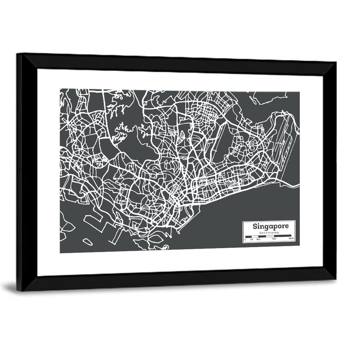 Singapore Minimal City Map Wall Art as a framed print