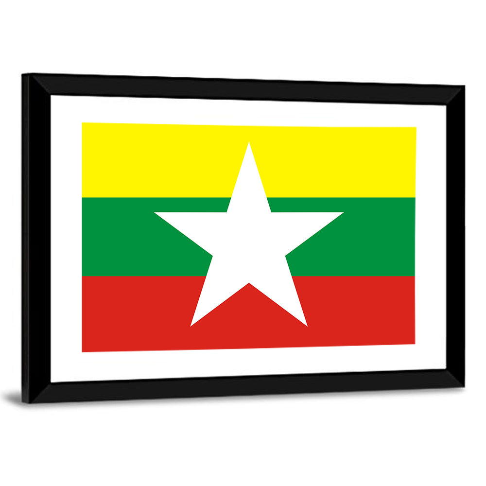 Myanmar Flag with Central Star Wall Art