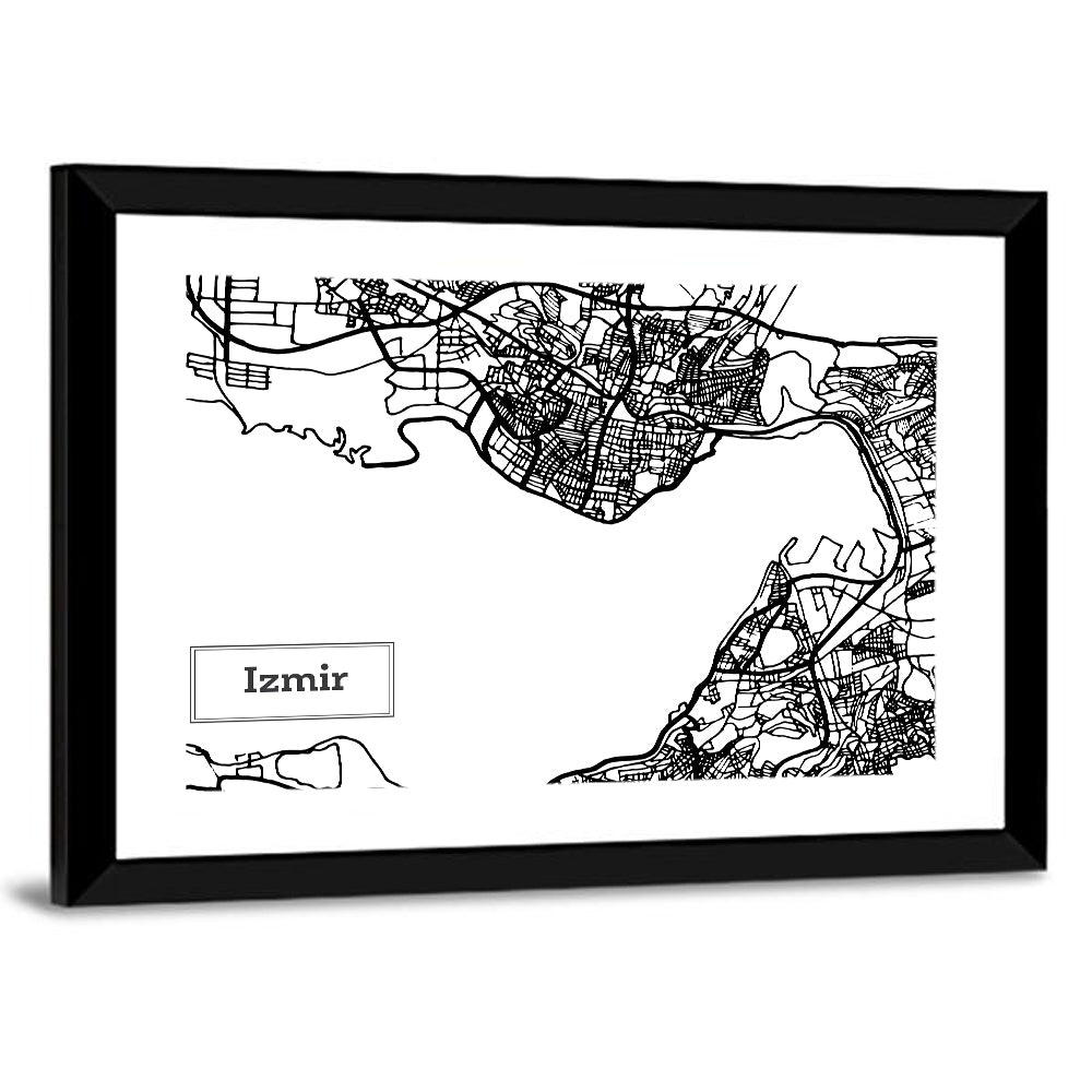 Izmir Coastal Map Wall Art