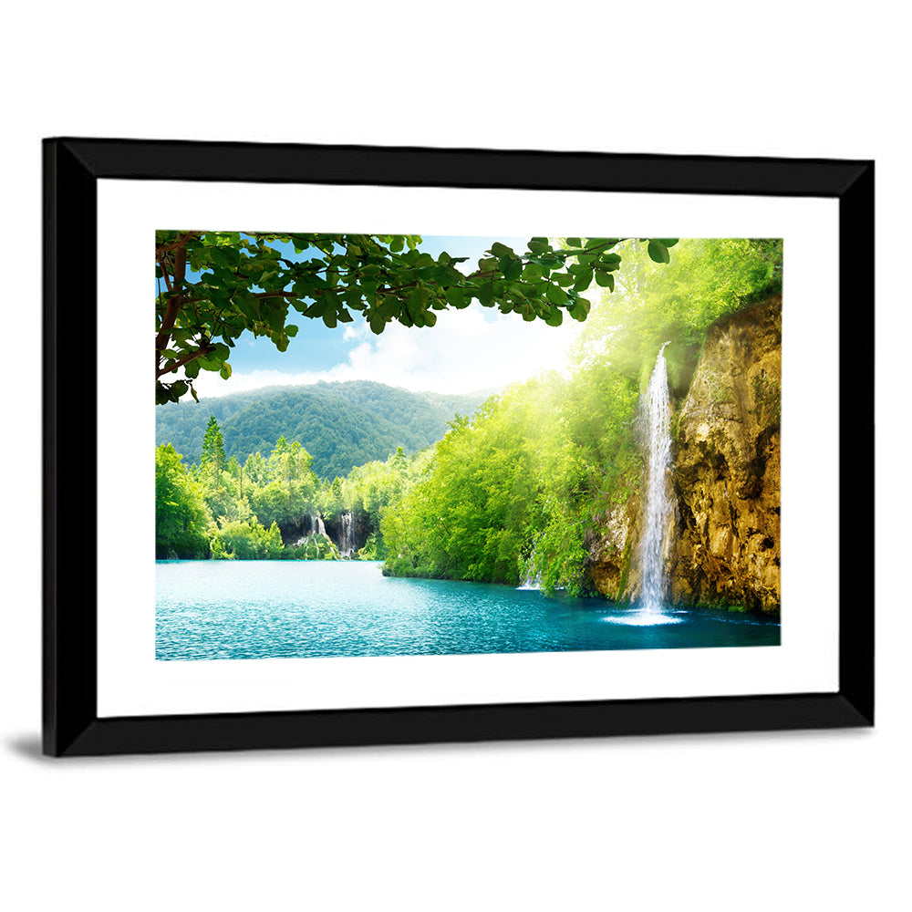 Plitvice Lakes Forest Waterfall Wall Art