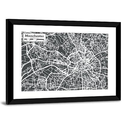 Manchester Street Grid Map Wall Art
