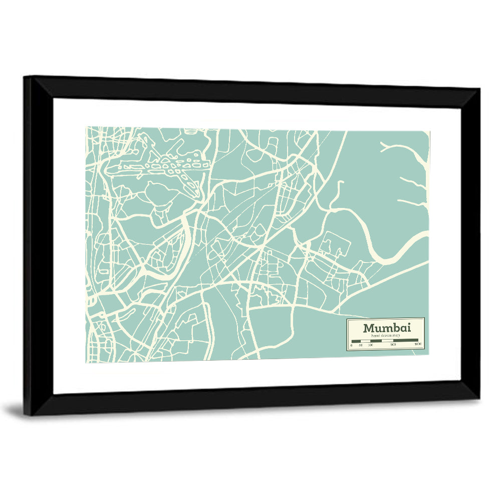 Mumbai Minimalist City Map Wall Art