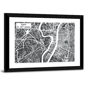 Lyon City Map Wall Art