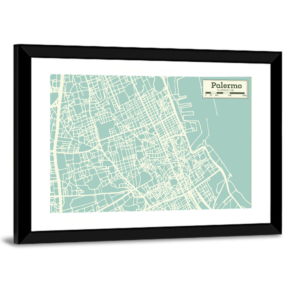 Palermo City Map Wall Art