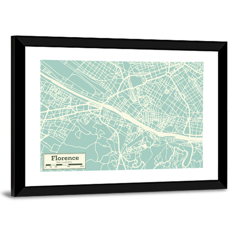 Florence Arno River Map Wall Art