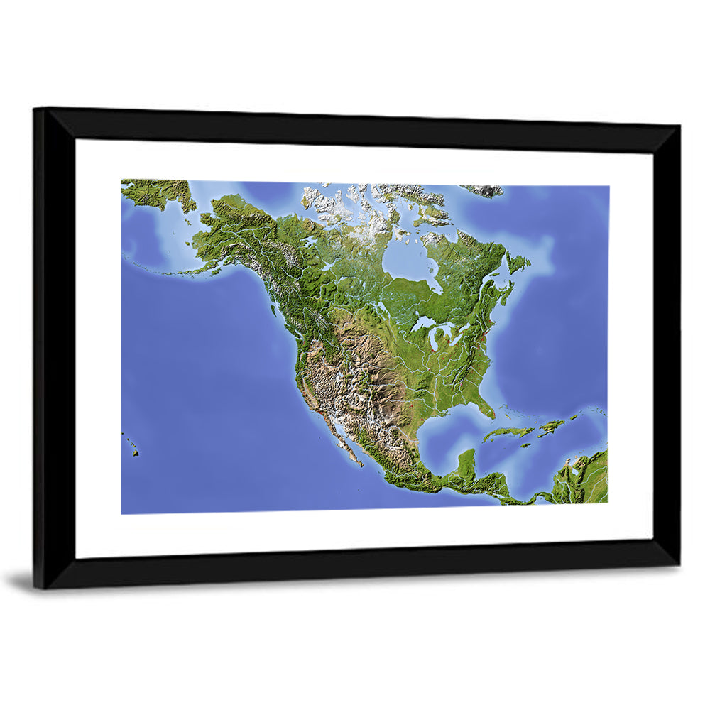 North America Topographic Map Wall Art