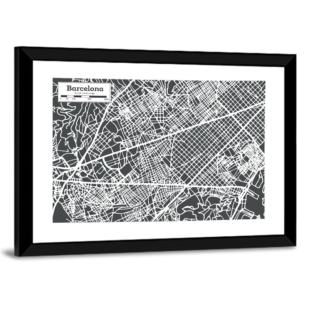Barcelona City Map Wall Art