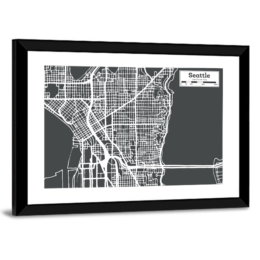 Seattle Urban Grid Map Wall Art