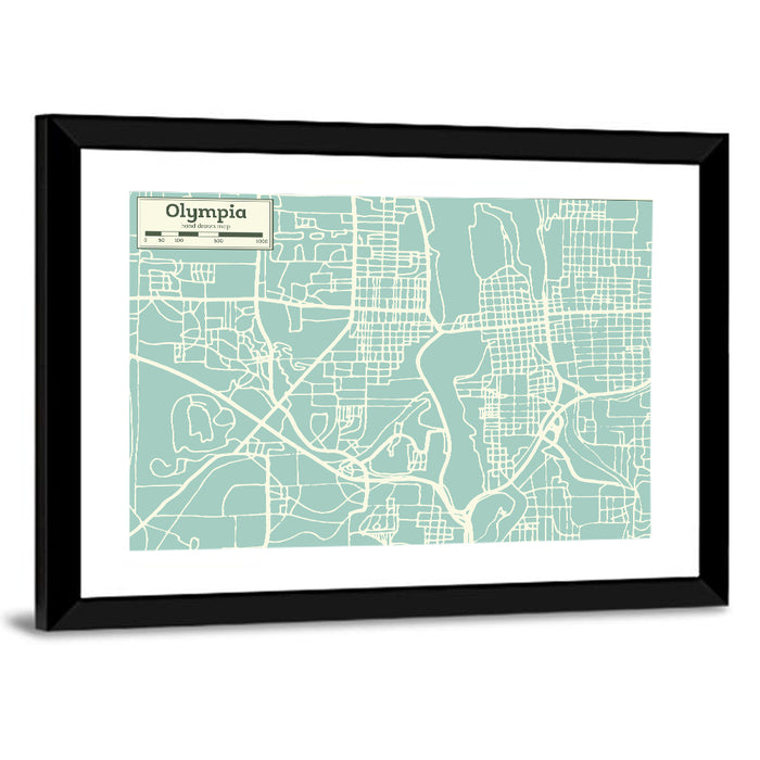 Olympia Street Network Map Wall Art as a framed print