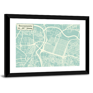 Sacramento City Map Wall Art