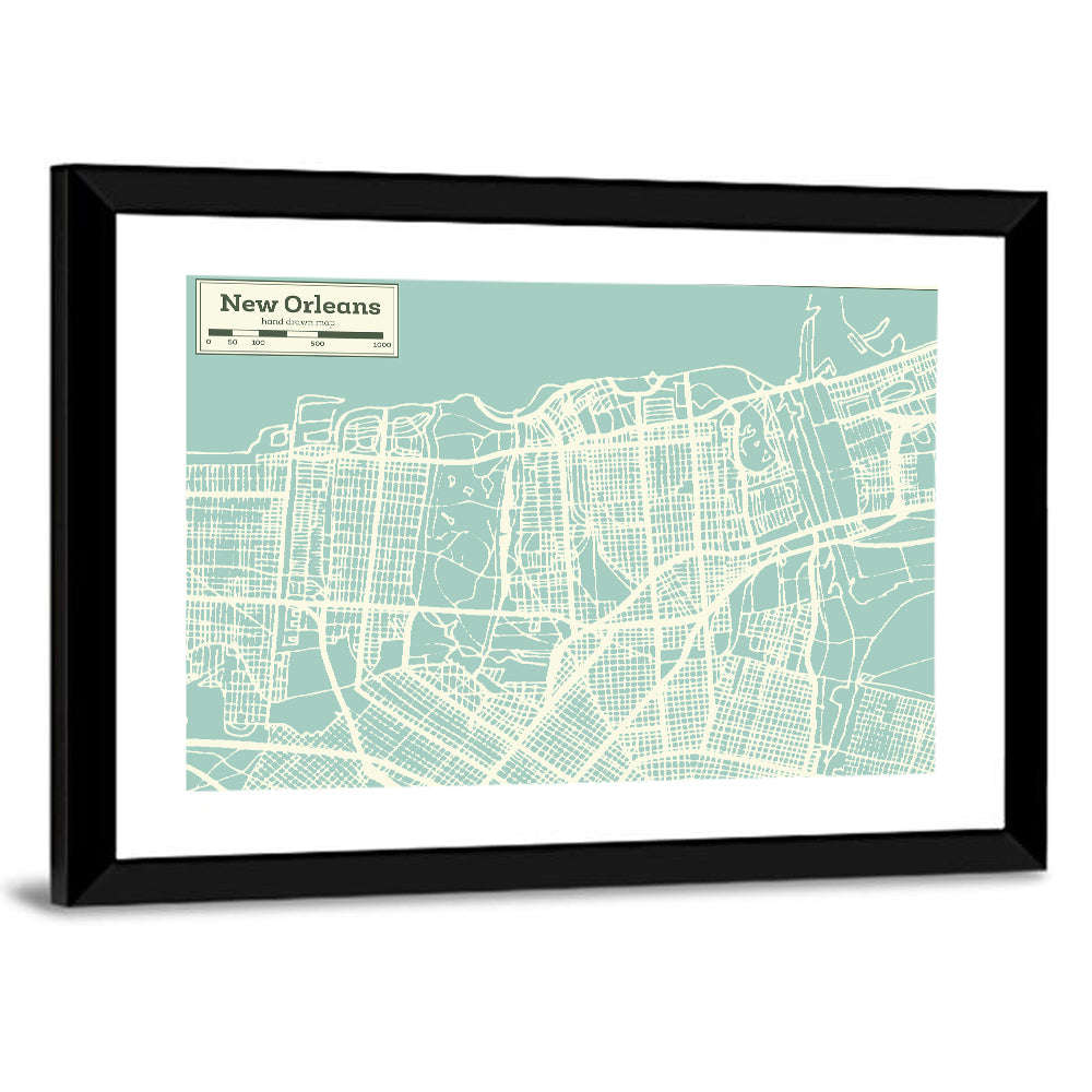 New Orleans Street Grid Map Wall Art