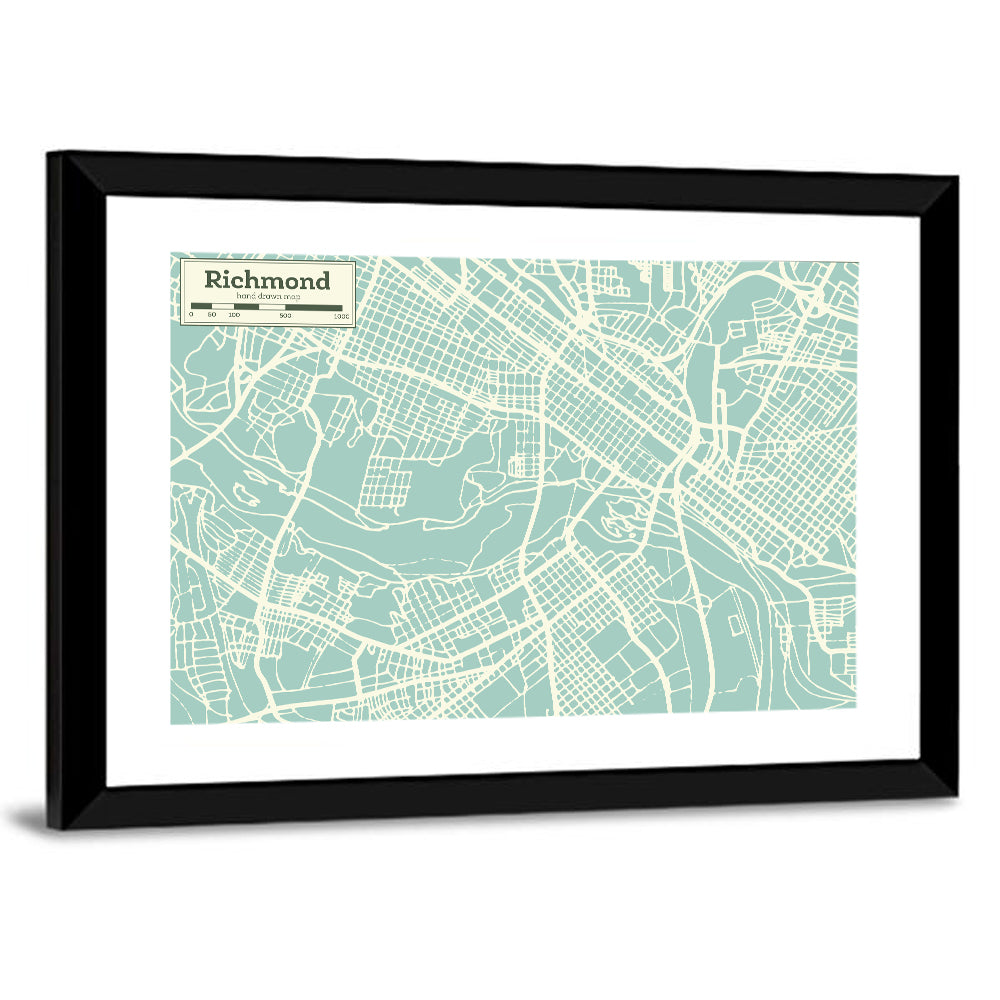 Richmond Teal City Map Wall Art