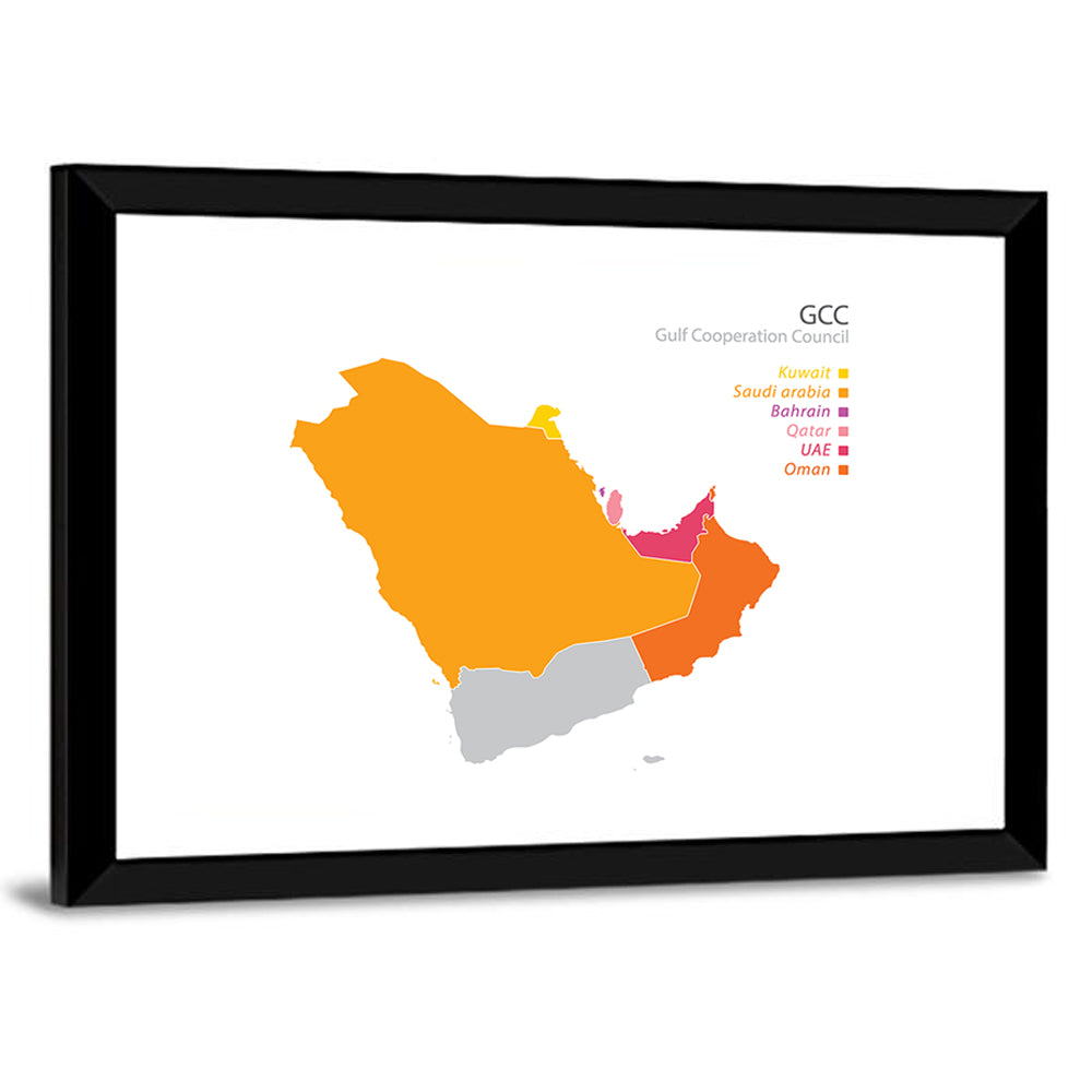 Gulf Cooperation Council Map Wall Art