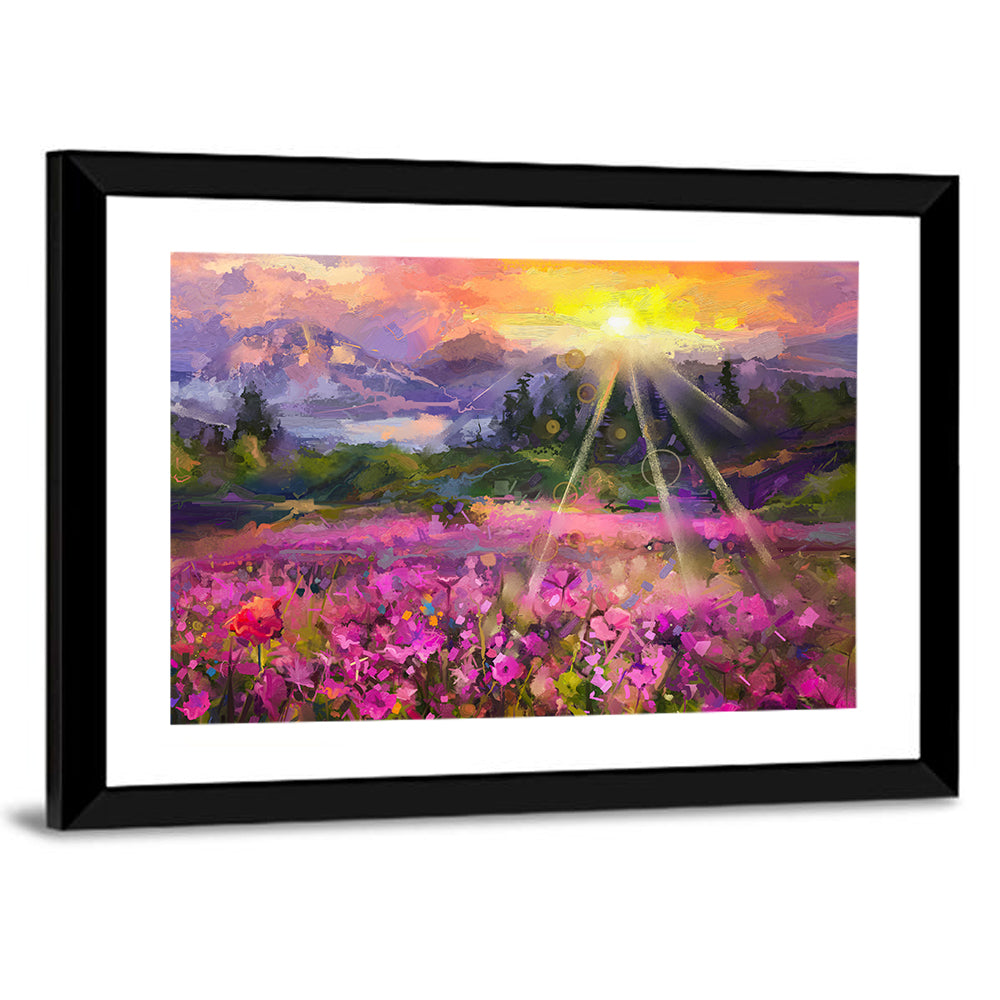 Cosmos Meadow Sunset Wall Art