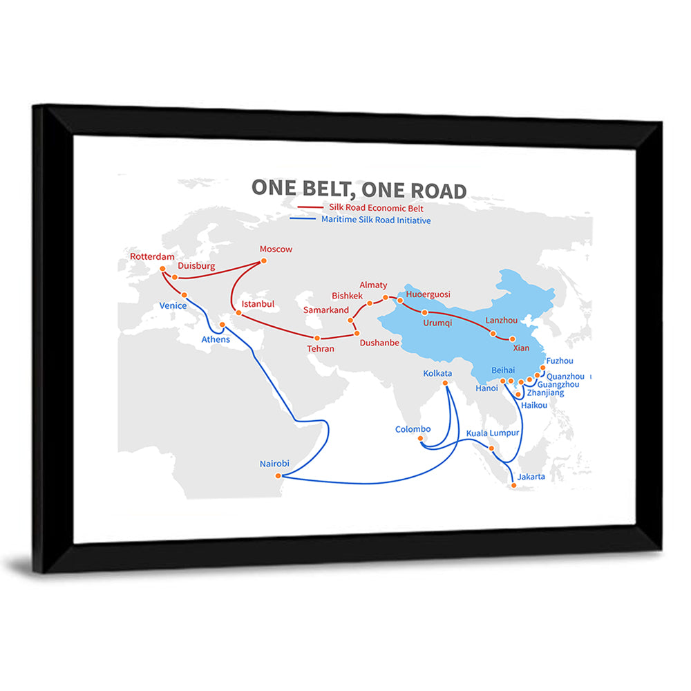 Modern Silk Road Map Wall Art