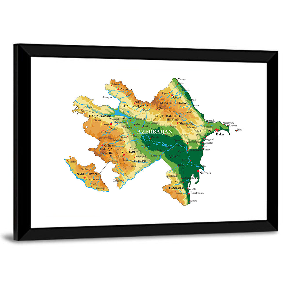 Relief Map of Azerbaijan Wall Art
