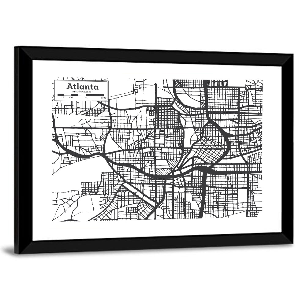 Atlanta Hand-drawn City Map Wall Art