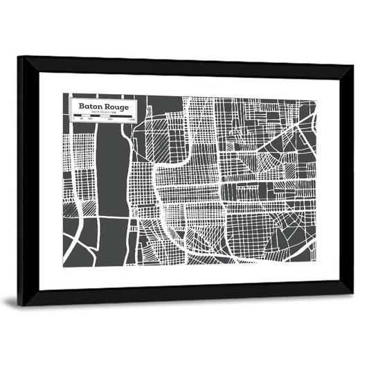 Baton Rouge Louisiana City Map Wall Art