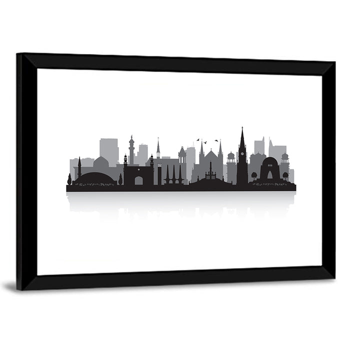 Karachi Skyline Silhouette Wall Art as a framed print