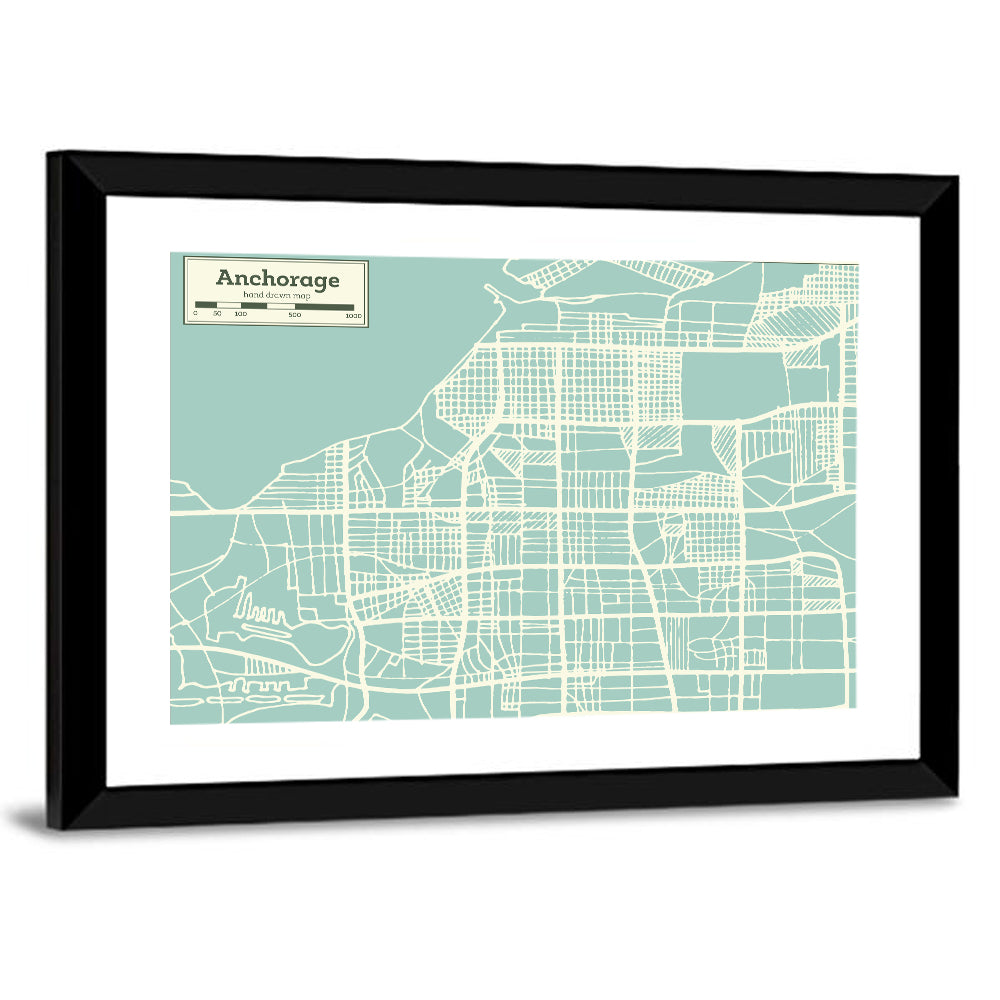 Anchorage Alaska City Map Wall Art