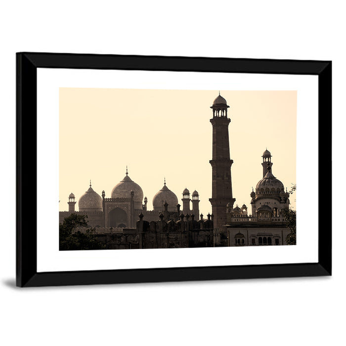 Badshahi Mosque Silhouette Wall Art as a framed print