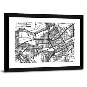 Birmingham Alabama City Map Wall Art