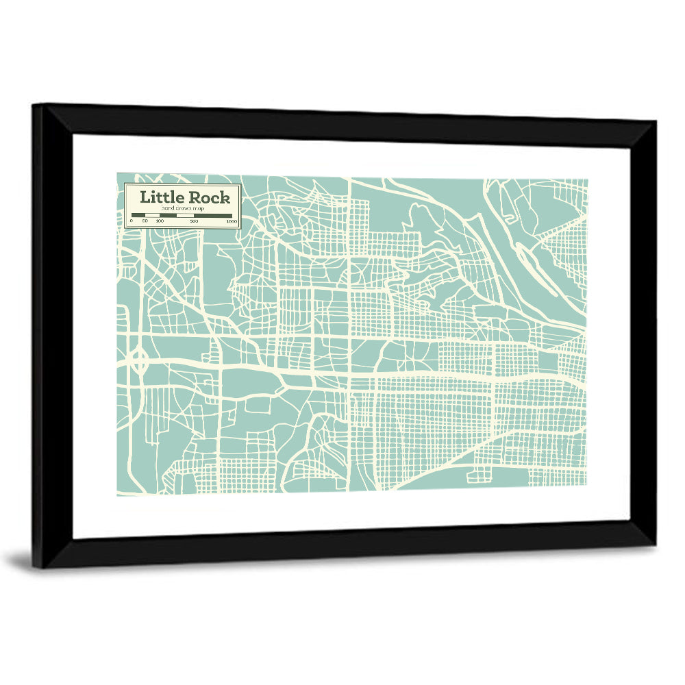 Little Rock Street Grid Map Wall Art