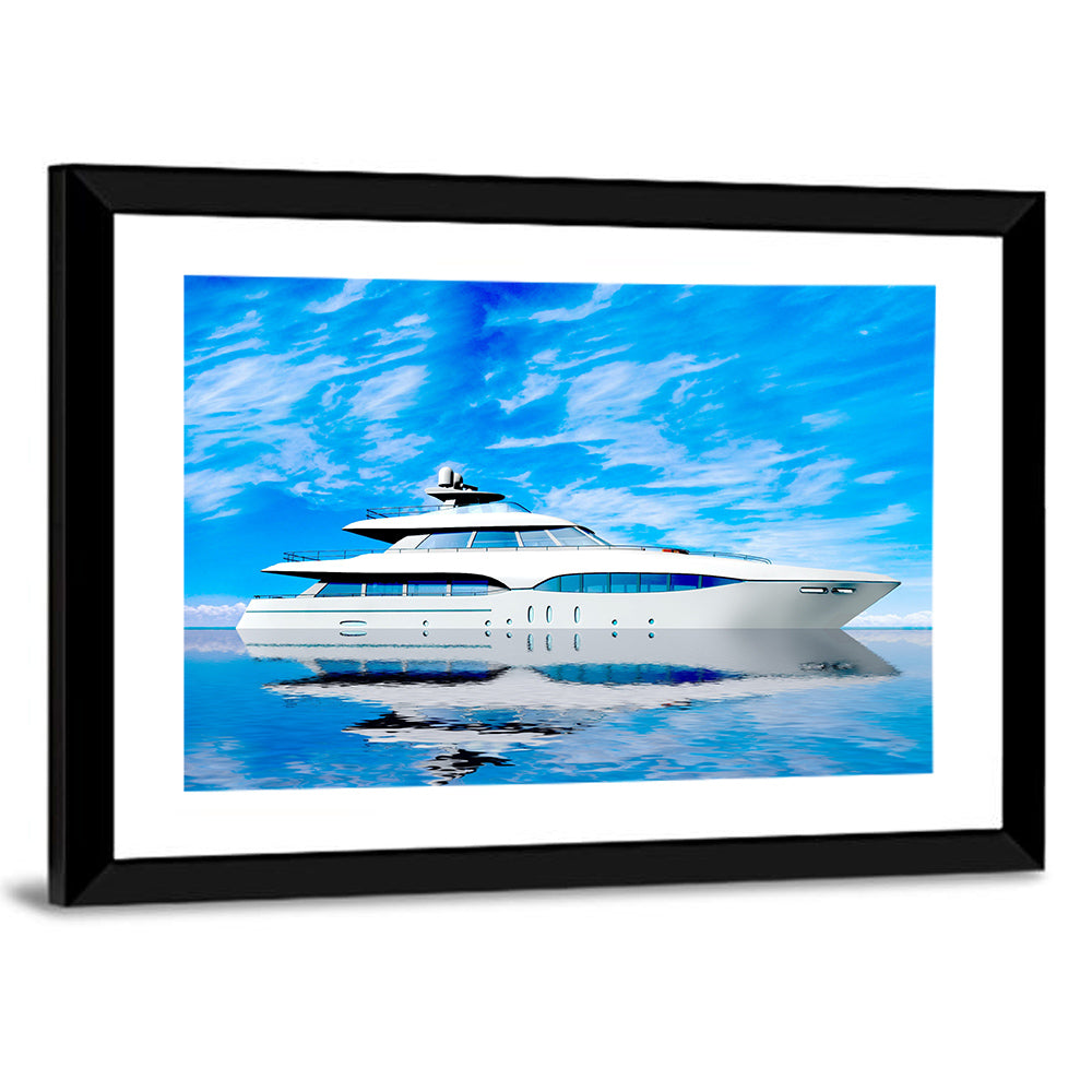 Blue Yacht Reflection Wall Art
