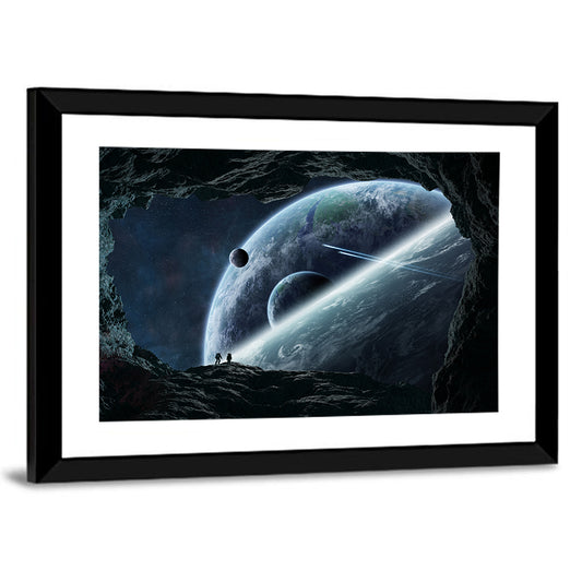 Astronaut Silhouettes in Cave Wall Art