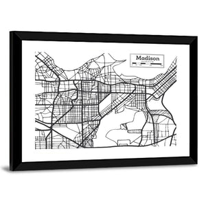 Madison City Map Wall Art