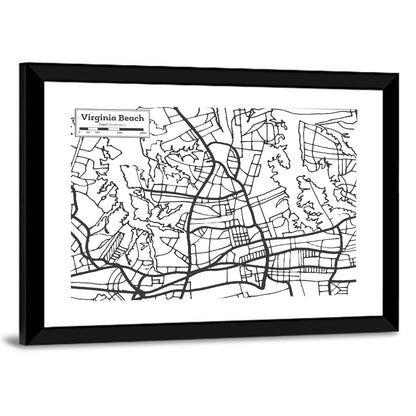 Virginia Beach Hand-drawn City Map Wall Art