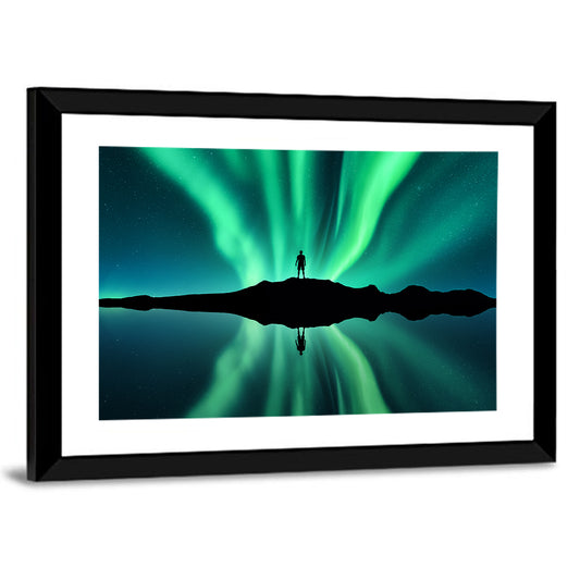 Northern Lights Over Mountain Lake, Norway Wall Art
