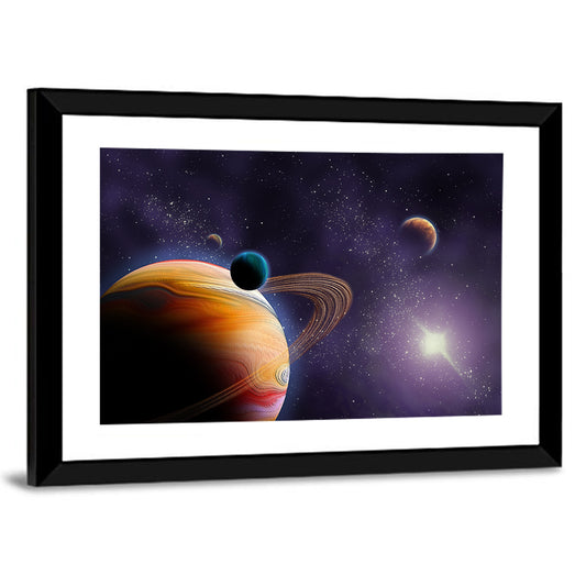 Ringed Planet in Deep Space Wall Art